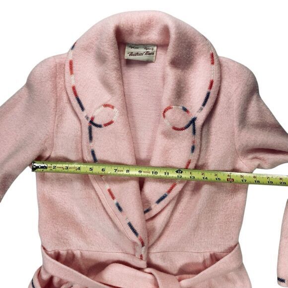 BEATRICE PINES Vintage Robes Womens M Pink Soft Embroidered Belted Chic Relaxed - Picture 10 of 14
